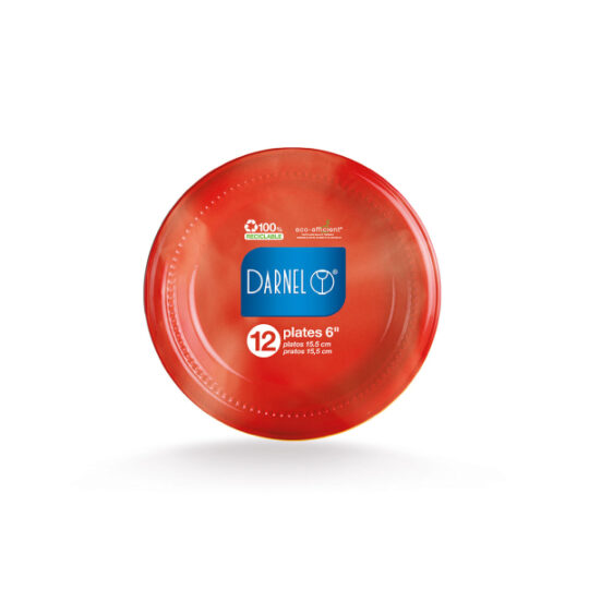 Plato Plástico Color 15.5 cm Rojo Vivo – Pq x 12 un / CJ x 480 un