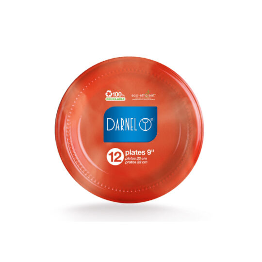 Plato Plástico Color 23.0 cm Rojo Vivo – Pq x 12 un / CJ x 480 un
