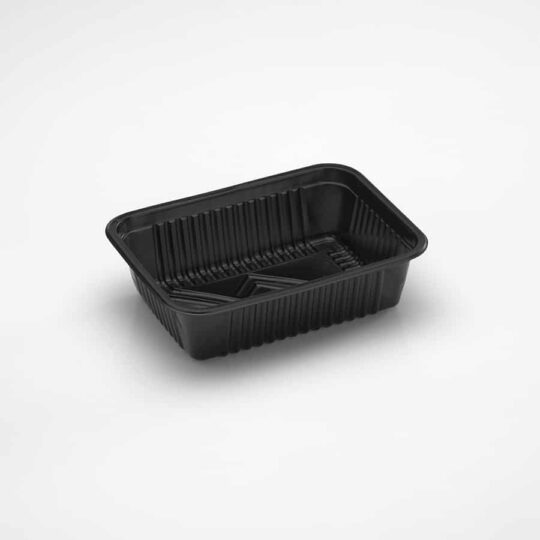 Bandeja Negra Rectangular 720cc – 100 Unidades