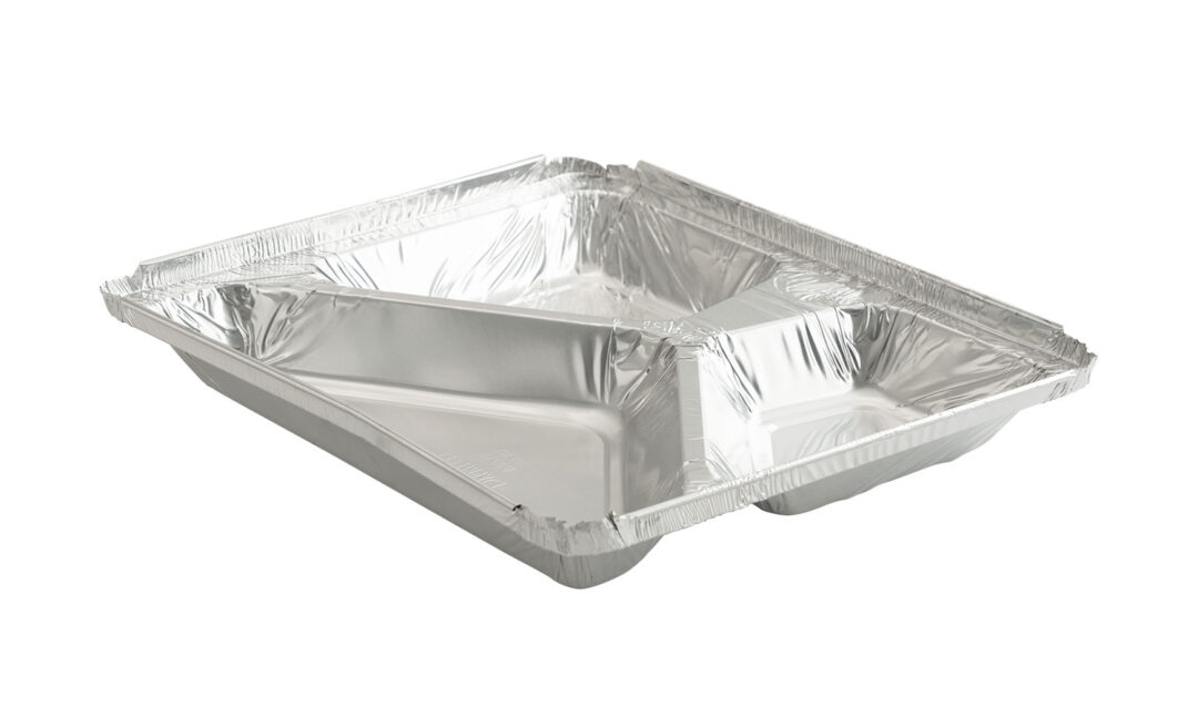 Molde de Aluminio 28 oz, 3 Divisiones con Tapa de Cartón Aluminizado - Imagen 2