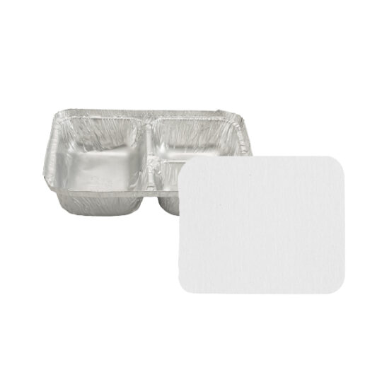 Molde de Aluminio 36 oz, 3 Divisiones con Tapa de Cartón Aluminizado