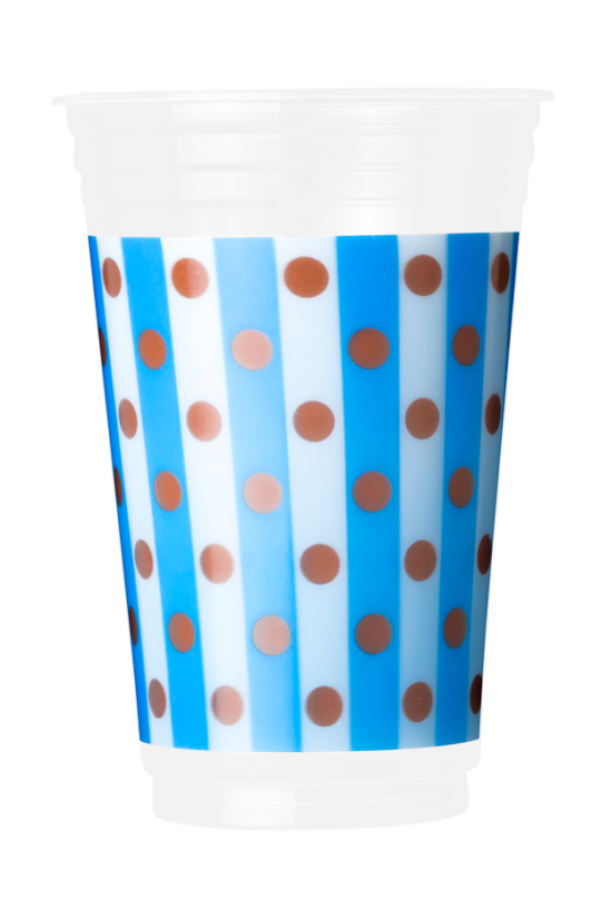Vaso descartable azul estampado 330ml – 300 Unidades