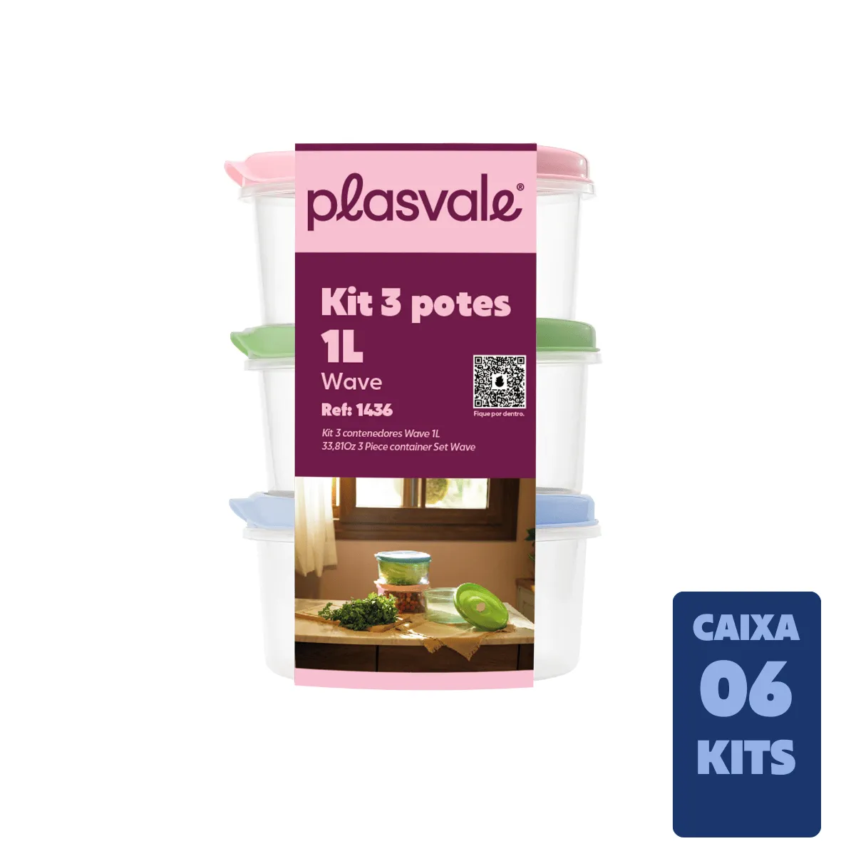 Set 3 Contenedores Wave 1L – CJx6Un