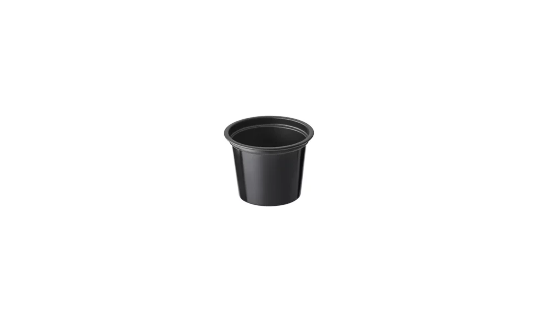 Copa Souffle 1 oz Negra con Tapa Cristal resq® – Pq x 100 un / CJ x 800 un